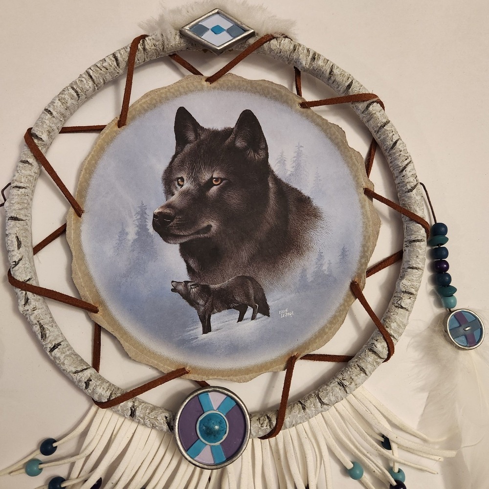 Bradford Exchange Eddie LePage Black Knight Wolf Dream Catcher Wall Decor 2012